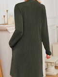 Casual Ribbed Knit Long Sleeve Dress - Trendsi - Flyclothing LLC