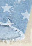 Raw Hem Star Collared Neck Denim Top - Trendsi - Flyclothing LLC