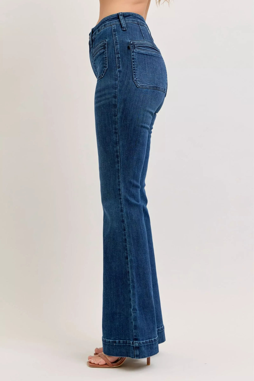 Judy Blue High-Waisted Flare Jeans with Front Pockets - Trendsi - Flyclothing LLC