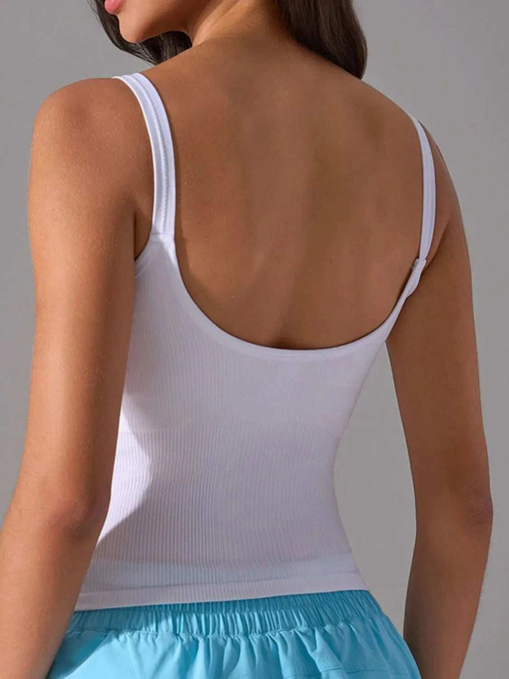 Scoop Neck Active Tank with Detachable Chest Pads - Trendsi - Flyclothing LLC