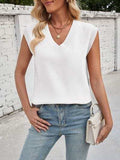 Lovelet Ribbed Slit V-Neck Sweater Vest - Trendsi - Flyclothing LLC