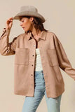 SO ME Faux Sued Snap Shacket with Collar and Pockets - Trendsi - Flyclothing LLC
