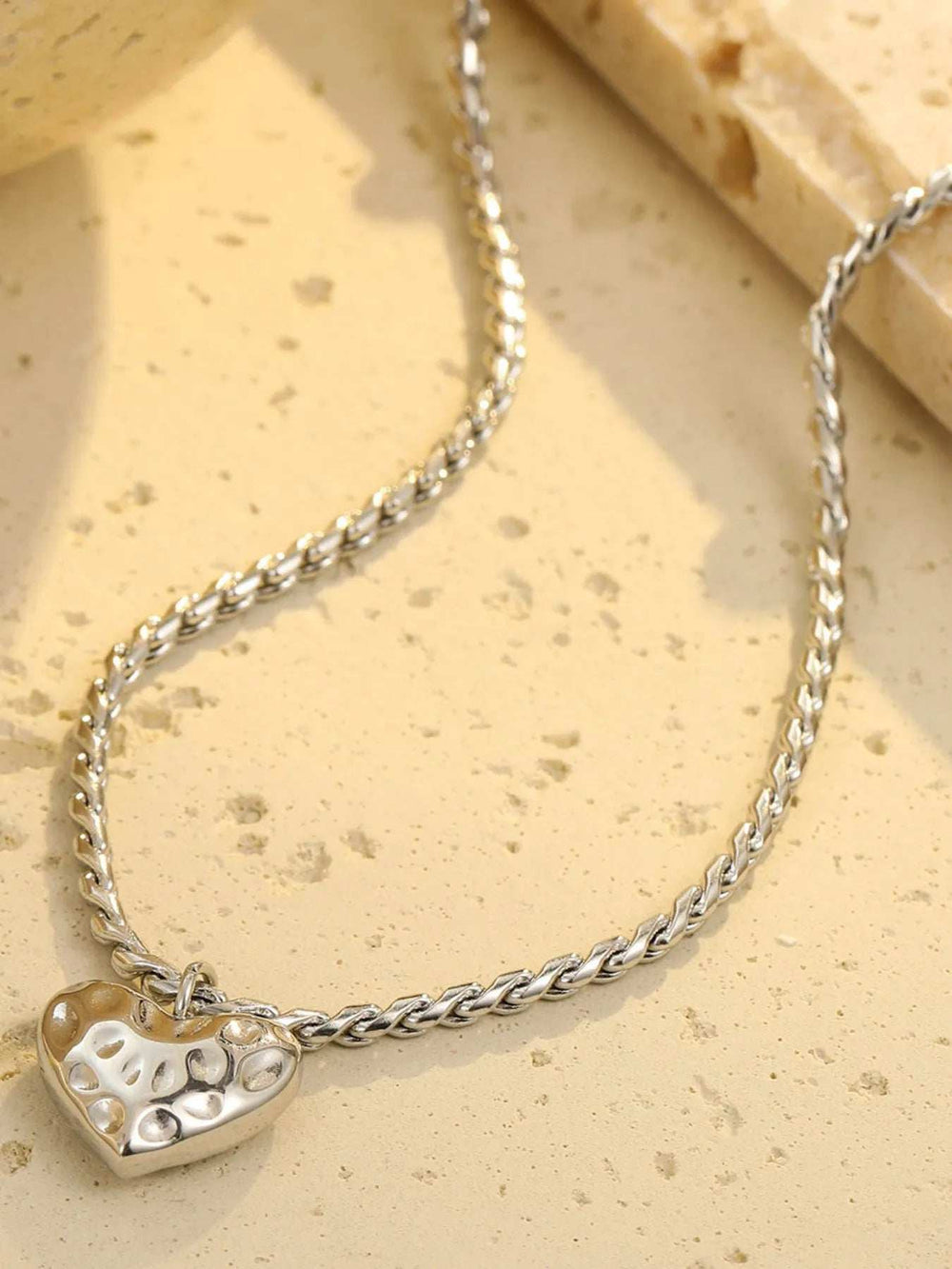 18K Gold-Plated Stainless Steel Heart Pendant Necklace - Trendsi - Flyclothing LLC