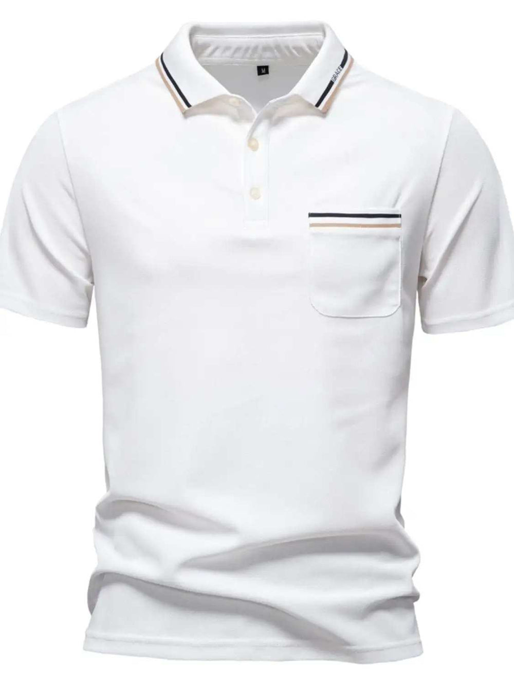 Men's Short Sleeve Collared Neck Striped Polo - Trendsi - Flyclothing LLC