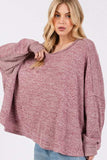 SAGE + FIG Round Neck Batwing Sleeve Oversize Top - Trendsi - Flyclothing LLC