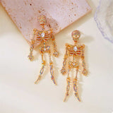 Halloween Skeleton Skull Zircon Drop Earrings - Trendsi - Flyclothing LLC