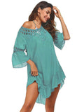 Backless Cutout Three-Quarter Sleeve Cover Up - Trendsi - Flyclothing LLC