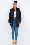 American Bazi Distressed Button Up Long Sleeve Denim Jacket - Trendsi - Flyclothing LLC