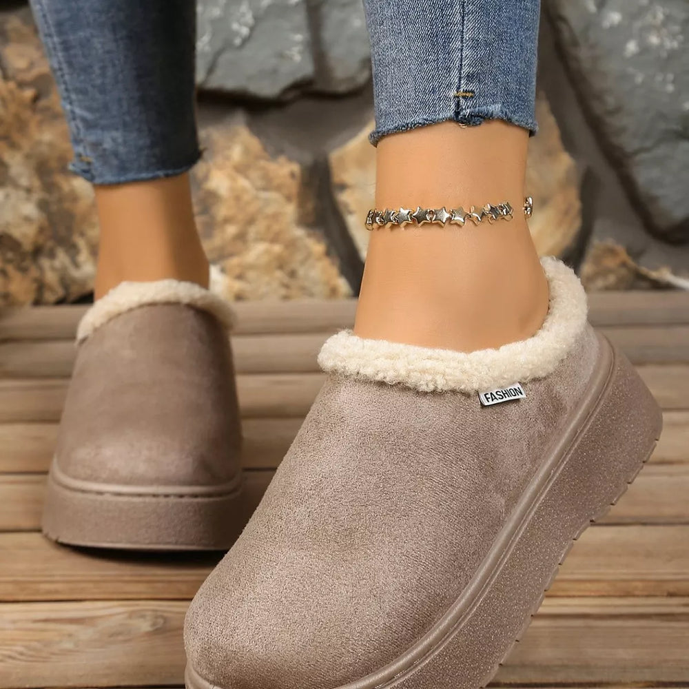 Plush Lined Platform Boots - Trendsi - Flyclothing LLC