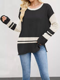 Color Block Side Slit Sweater - Trendsi - Flyclothing LLC