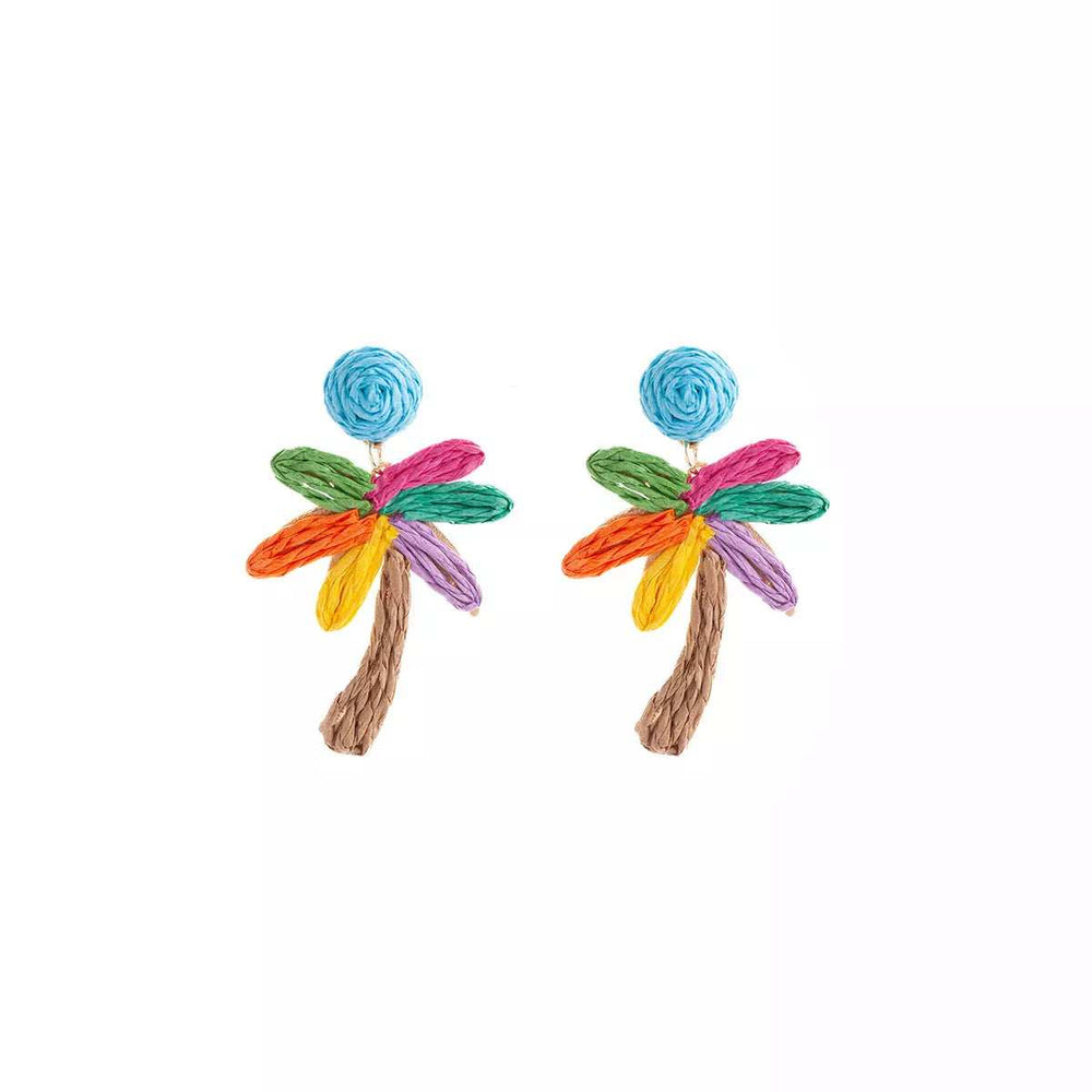 Colorful Woven Flower Drop Earrings - Trendsi - Flyclothing LLC