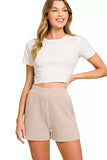 Zenana Round Neck Knit Top and Shorts Sweater Set - Trendsi - Flyclothing LLC