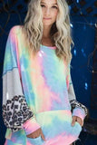BiBi Tie Dye French Terry Sweatshirt with Contrast - Trendsi - Flyclothing LLC