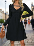 Cutout Long Sleeve Knee Length Dress - Trendsi - Flyclothing LLC