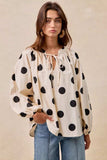 BiBi Polka Dot Exaggerated Balloon Sleeves Blouse - Trendsi - Flyclothing LLC