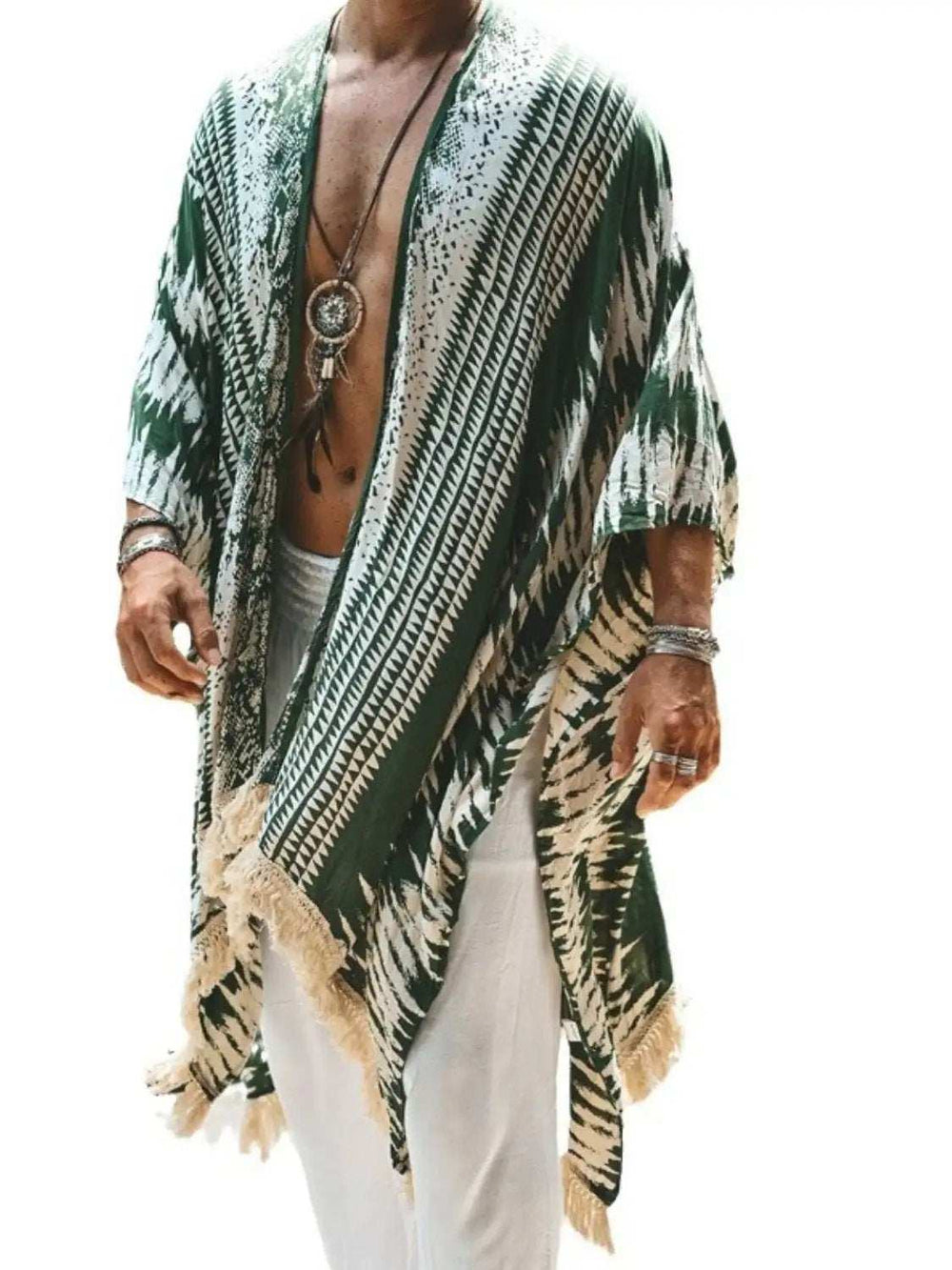 Men's Full Size Fringe Open Front Cover-Up Plus Size - Trendsi - Flyclothing LLC