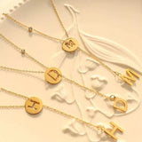 18K Gold-Plated Titanium Steel Letter Pendant Necklace - Trendsi - Flyclothing LLC