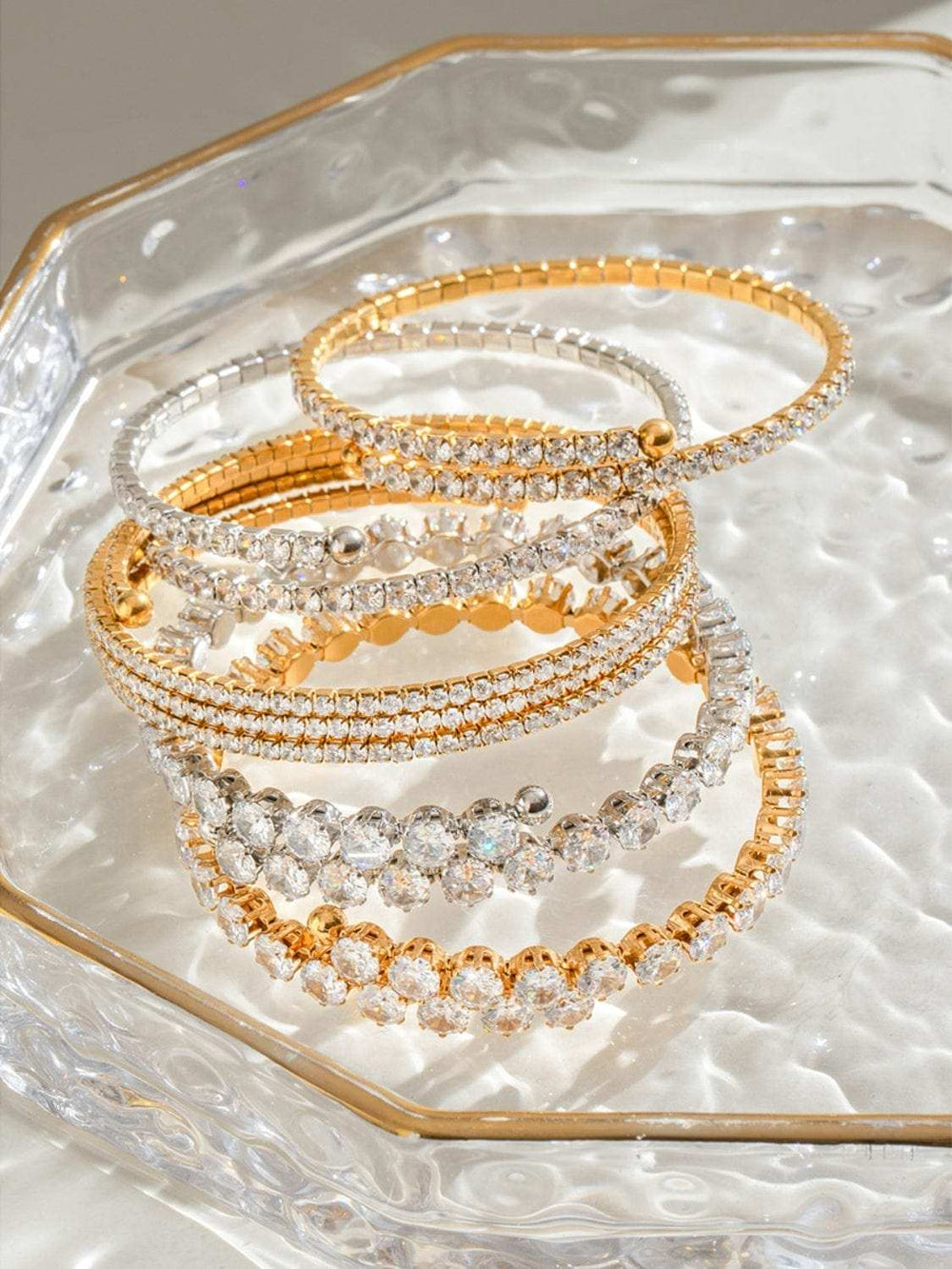 Stainless Steel Inlaid Zircon Bracelet - Trendsi - Flyclothing LLC