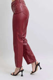 Judy Blue Full Size High Waist Tummy Control Faux Leather Straight Pants Plus Size - Trendsi - Flyclothing LLC