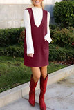 Lovelet Pocketed V-Neck Mini Sweater Overall Dress - Trendsi - Flyclothing LLC