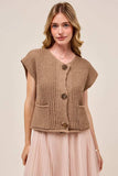 SO ME Big Metal Button Front Sweater Vest - Trendsi - Flyclothing LLC