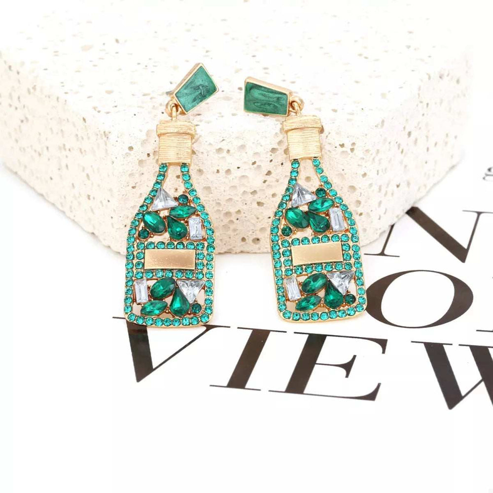 Champagne Bottle Drop Earrings - Trendsi - Flyclothing LLC