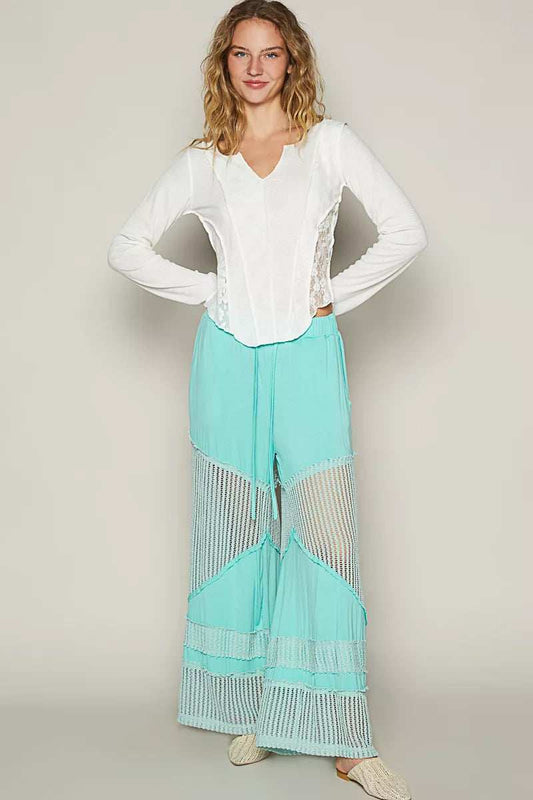 POL Drawstring Elastic Waistband Wide-Leg Pants - Trendsi - Flyclothing LLC
