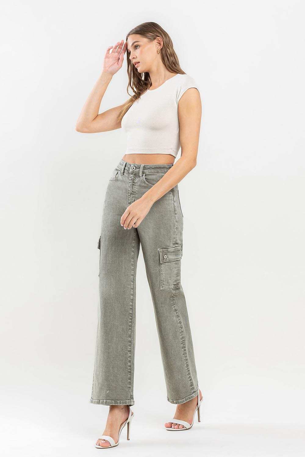 Vervet by Flying Monkey 90's Super High Rise Cargo Jeans - Trendsi - Flyclothing LLC