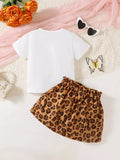 Children's Leopard Graphic Tee & Skirt Set - Trendsi - Flyclothing LLC
