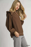 Umgee Ruffle Shoulder Long Sleeve Blouse - Trendsi - Flyclothing LLC