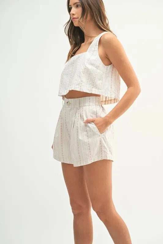 MABLE Square Neck Crop Top and Shorts Set - Trendsi - Flyclothing LLC