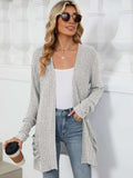 Pocketed Open Front Long Sleeve Cardigan - Trendsi - Flyclothing LLC