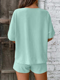 V-Neck Half Sleeve Top and Shorts Set - Trendsi - Flyclothing LLC