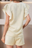 Ruffled Round Neck Top and Drawstring Shorts Set - Trendsi - Flyclothing LLC
