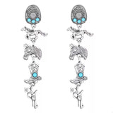 Western Style Turquoise Accent Earrings - Trendsi - Flyclothing LLC