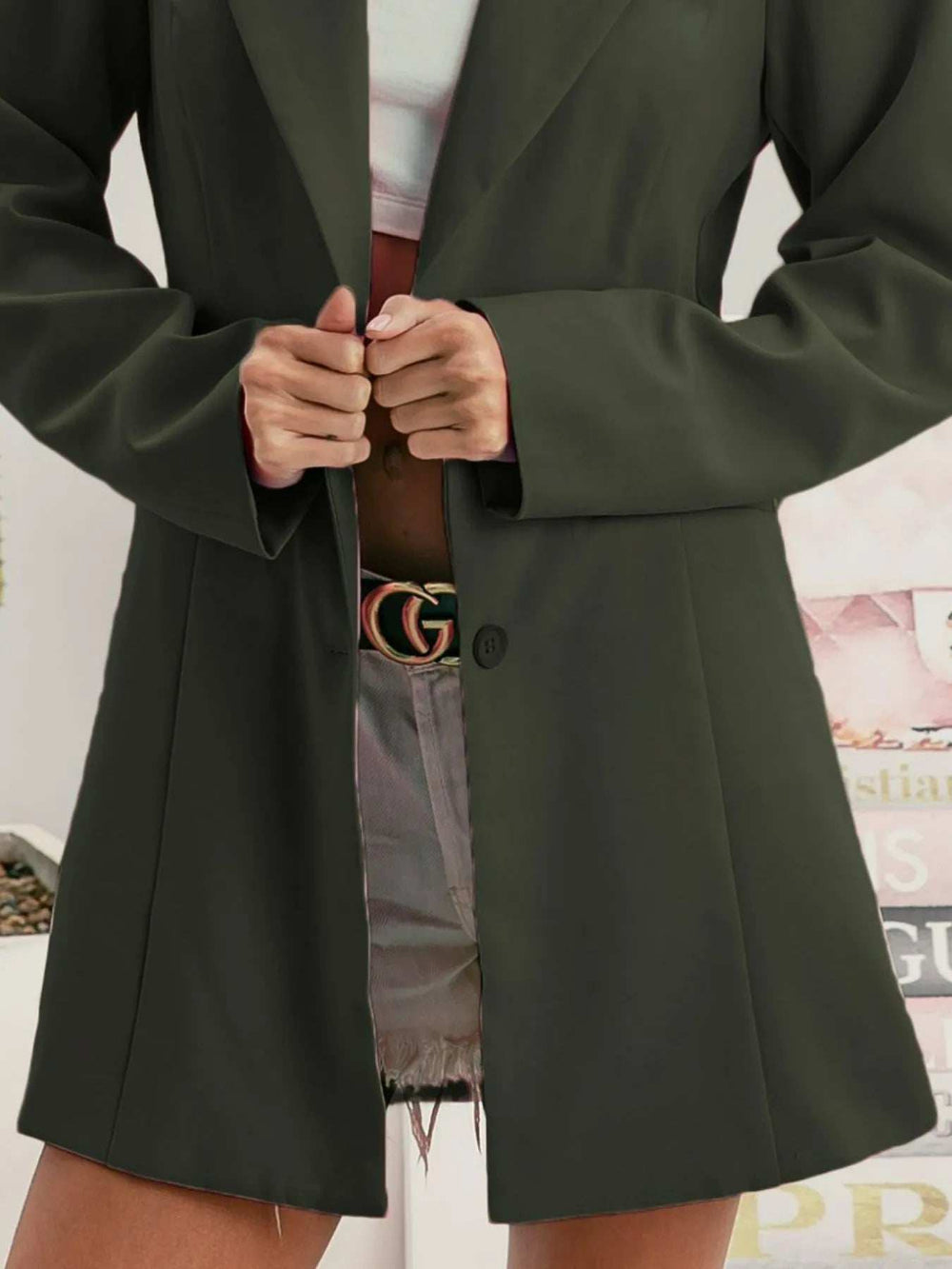 BiBi Single Breasted Peaked Lapel Blazer - Trendsi - Flyclothing LLC