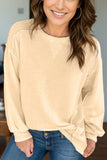 Exposed Seam Round Neck Long Sleeve Sweatshirt - Trendsi - Flyclothing LLC