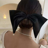 Satin Pearl Bow Hair Clip - Trendsi - Flyclothing LLC