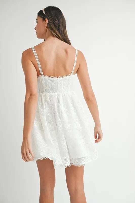 MABLE Eyelet Lace Babydoll Mini Cami Dress - Trendsi - Flyclothing LLC