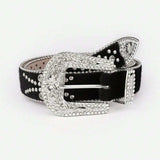 PU Leather Inlaid Rhinestone Belt - Trendsi - Flyclothing LLC