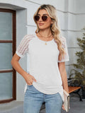 Round Neck Lace Short Sleeve T-Shirt - Trendsi - Flyclothing LLC