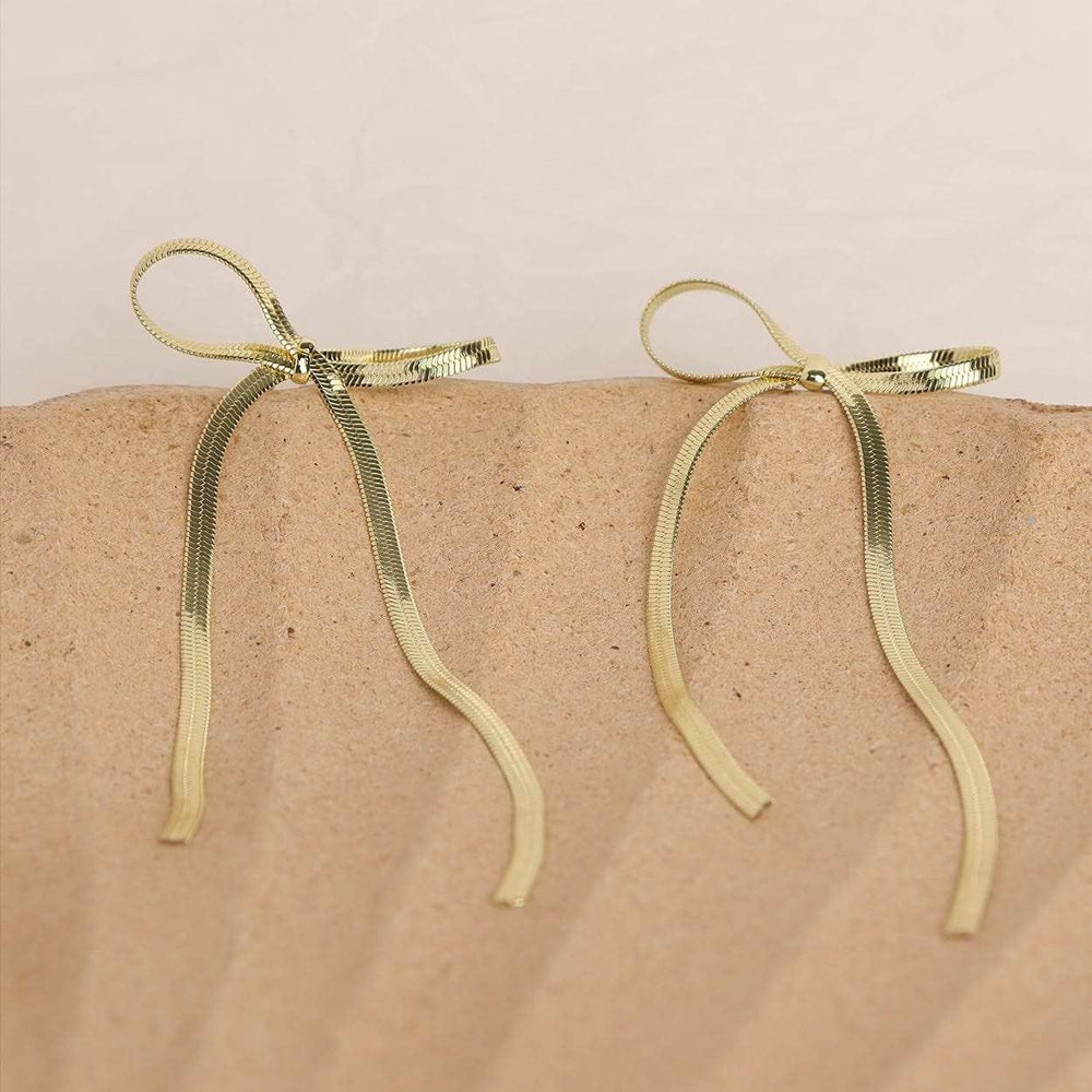 Stainless Steel Bow Bar Earrings - Trendsi - Flyclothing LLC