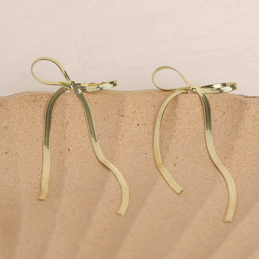 Stainless Steel Bow Bar Earrings - Trendsi - Flyclothing LLC