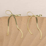 Stainless Steel Bow Bar Earrings - Trendsi - Flyclothing LLC