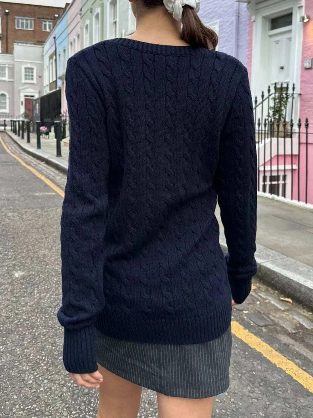 Cable Knit V-Neck Sweater - Trendsi - Flyclothing LLC