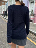 Cable Knit V-Neck Sweater - Trendsi - Flyclothing LLC