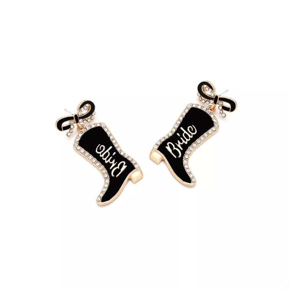 Cowgirl Boot Dangle Earrings with Bow - Trendsi - Flyclothing LLC