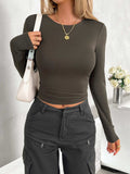 Round Neck Long Sleeve T-Shirt - Trendsi - Flyclothing LLC