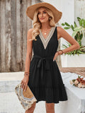 Tied Frill Sleeveless Mini Dress - Trendsi - Flyclothing LLC