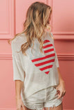 BiBi Striped Heart Contrast Knit Top - Trendsi - Flyclothing LLC